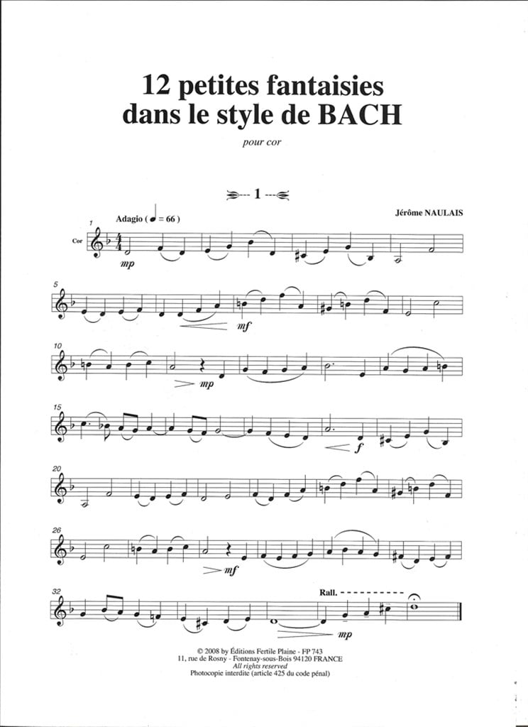 12 Petites Fantaisies Dans Le Style De Bach